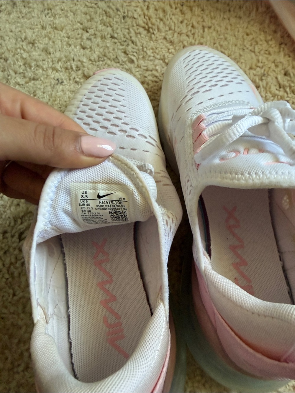 Nike Air Max 270 White/Pearl Pink/Football Grey/ Medium Soft Pink - Picture 5 of 6